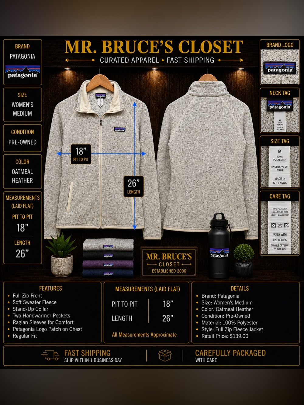 Patagonia Oatmeal Heather Men's Full-Zip Fleece Jacket